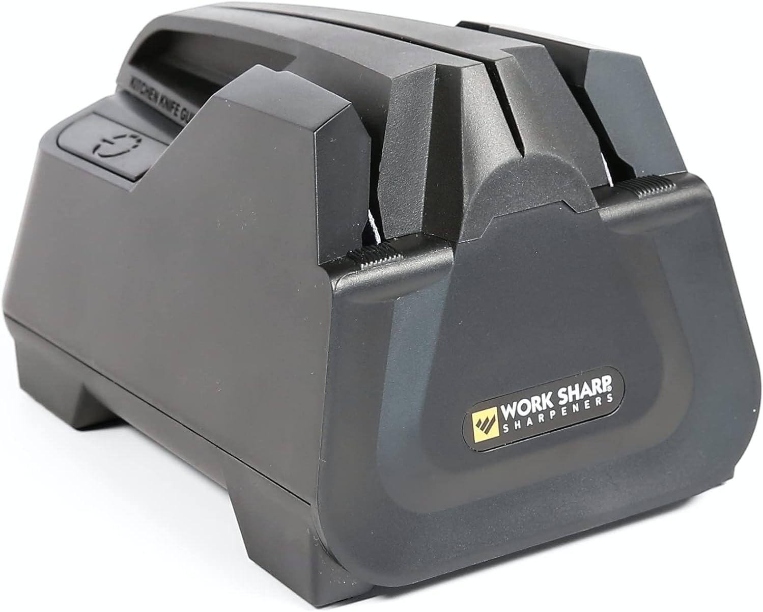 A black Work Sharp electric machine positioned as an alternative option for the best kitchen knife sharpener